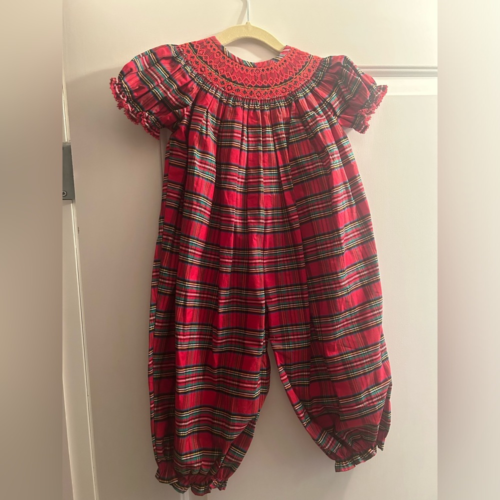 Holiday red and green plaid onesie - 18 mos.